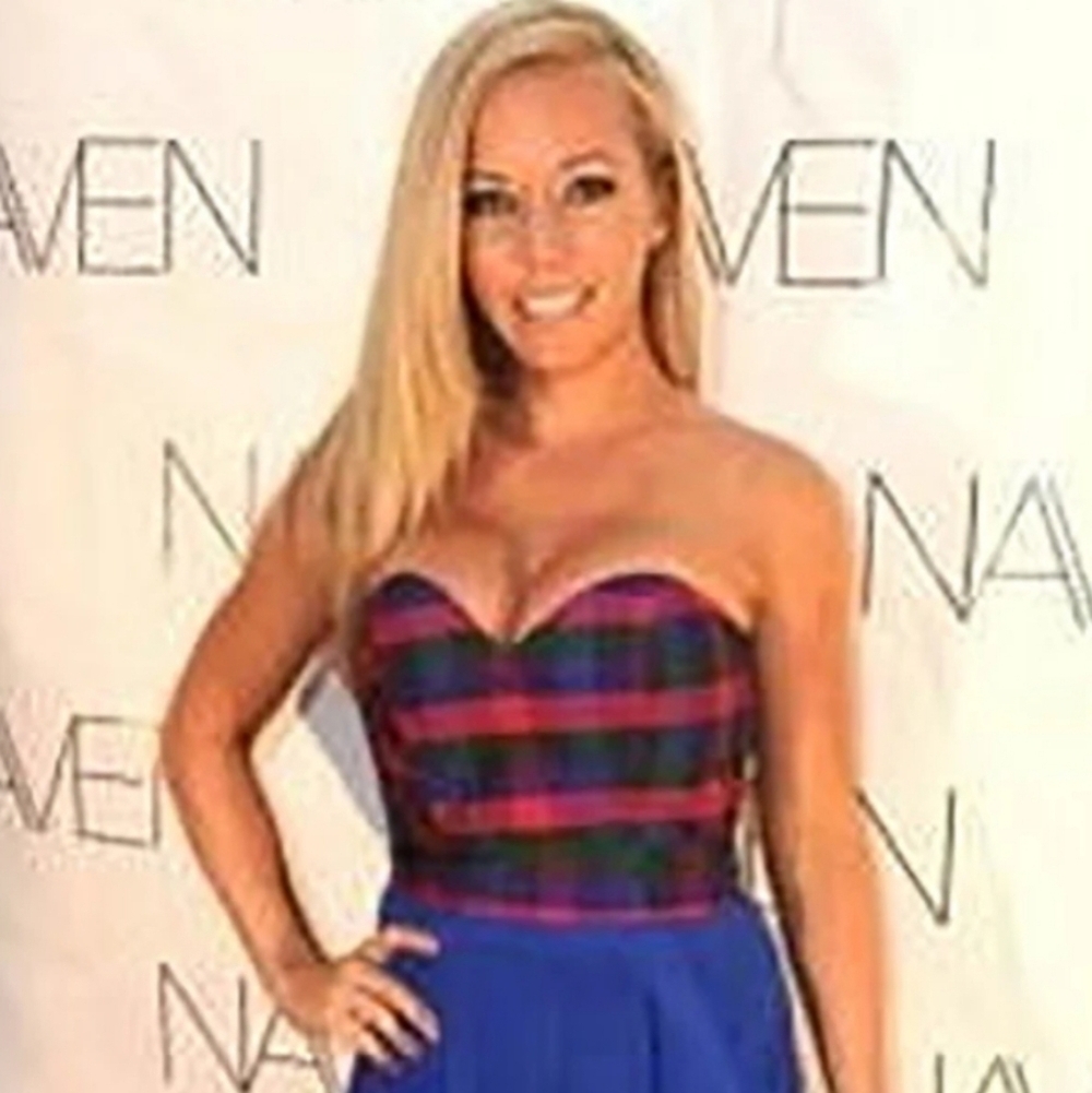 NAVEN Kendra Wilkinson Silk Plaid Holiday Corset Top Size S